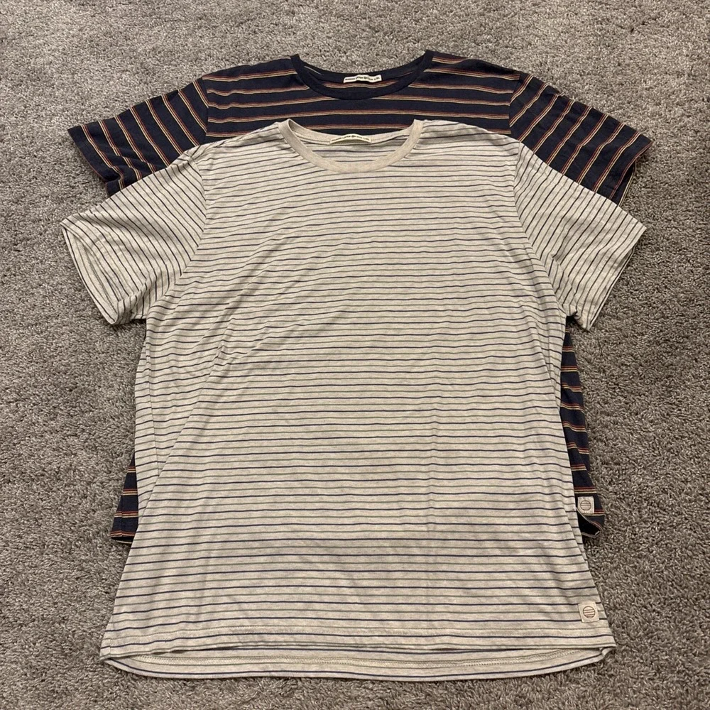 LOT OF 2 Marine Layer T Shirt Womens Size L / XL Blue Striped Short Sleeve